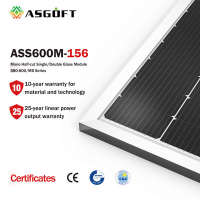 ASGOFT 유리 태양 모노럴 단일결정 pv 전지 필름 패널 600w