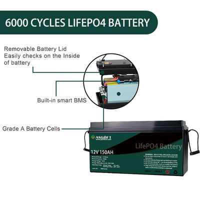 ASGOFT Lipo4 Lifepo4 배터리 100ah 150AH 12 볼트 Li 이온 건전지 팩