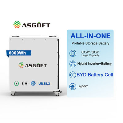 3000W 변환장치 휴대용 이동할 수 있는 힘을 가진 똑똑한 위탁 6Kwh lifepo4 건전지