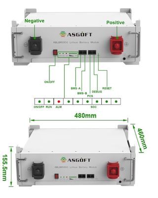 스택 할 수 있는 51.2V LiFePO4 에너지 저장 배터리 5KWH-30KWH