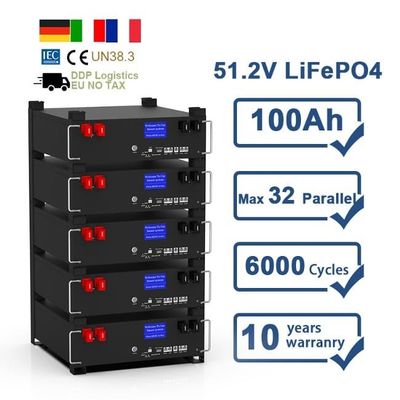 51.2V 100Ah BMS 5kw 다이 라이프포4 집용 태양 에너지 저장 배터리